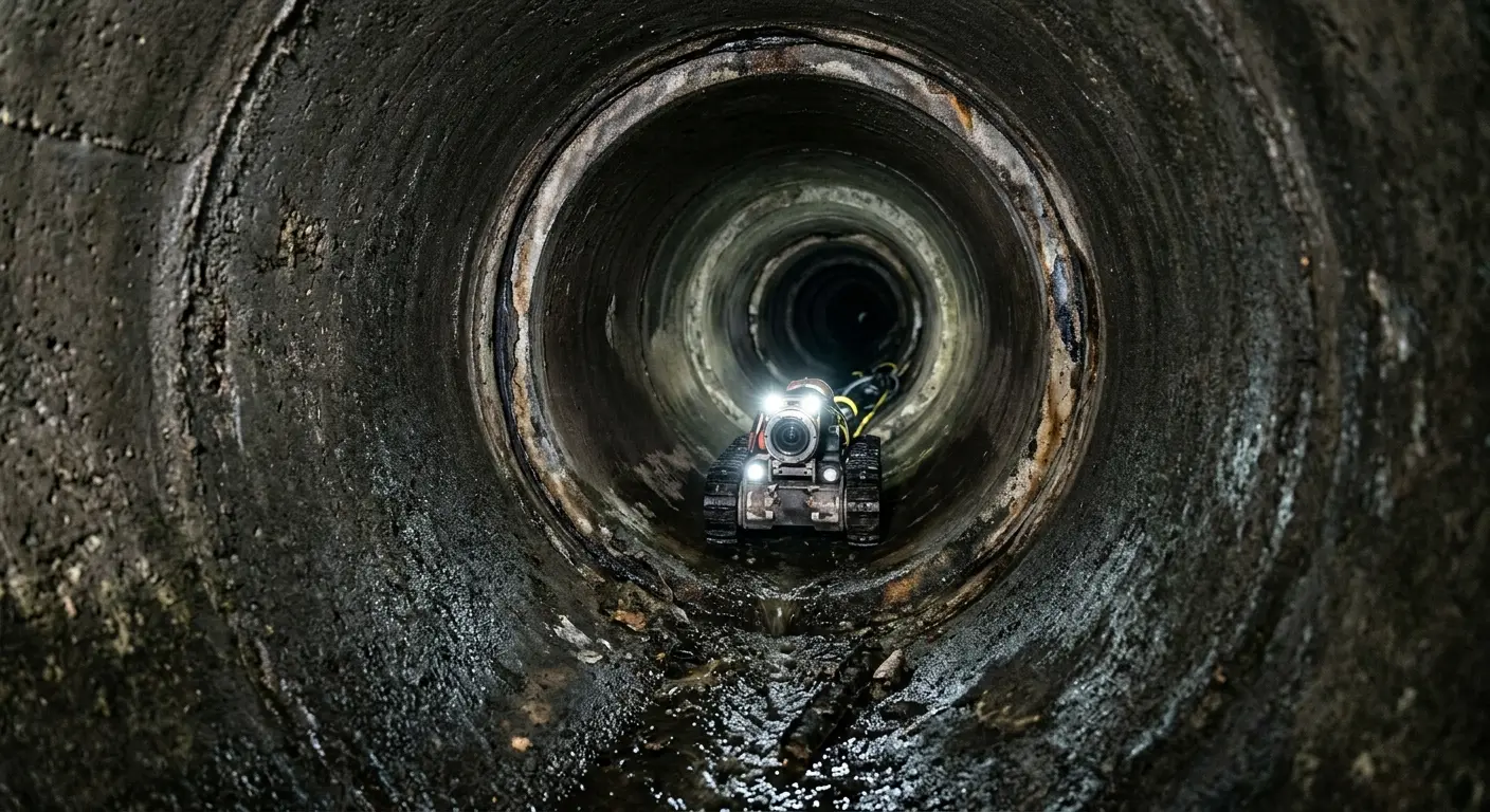 Robotic sewer camera inspecting pipe interior for Sewer Line Repair in West Hollywood